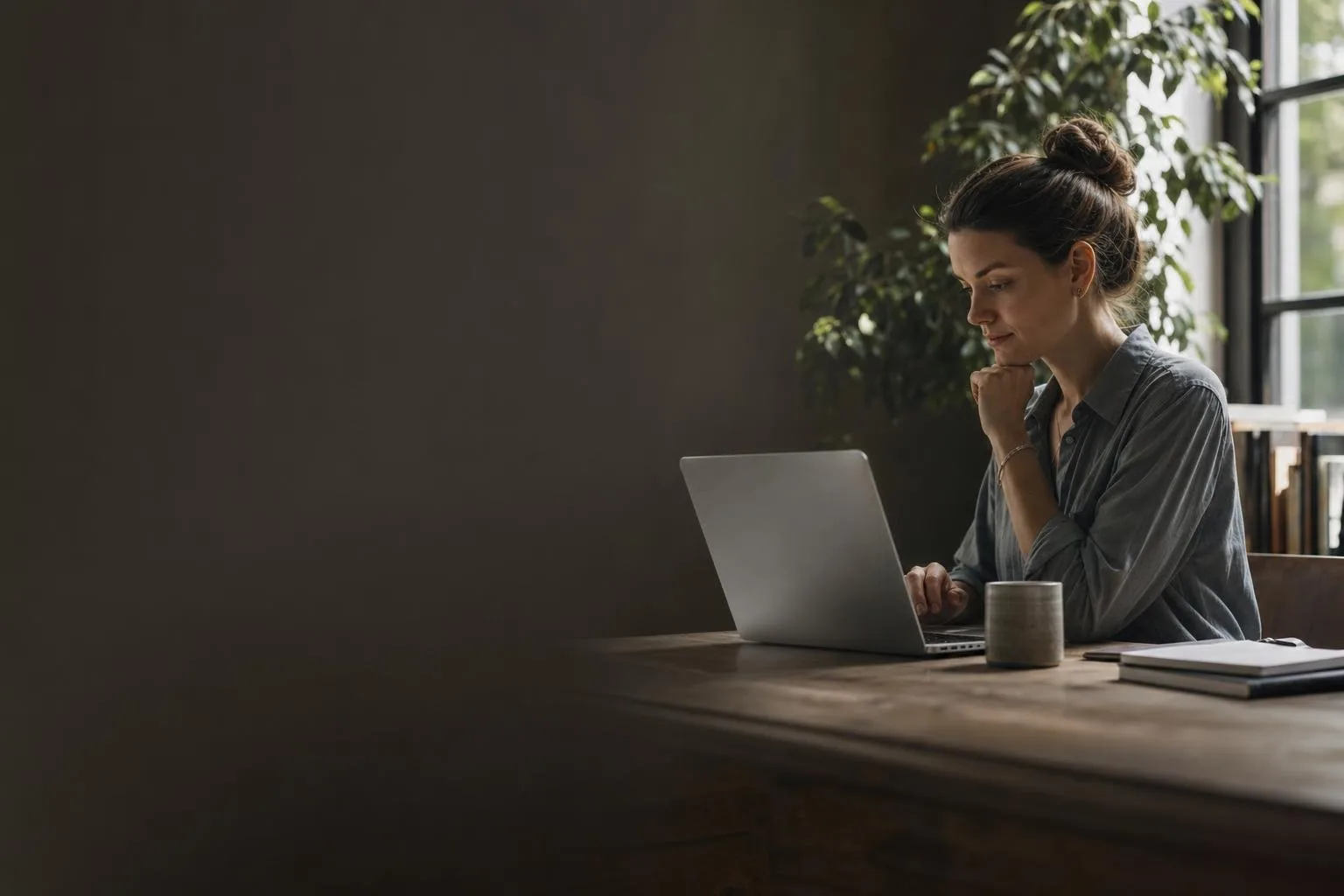 Nimbus workspace on a laptop at dusk